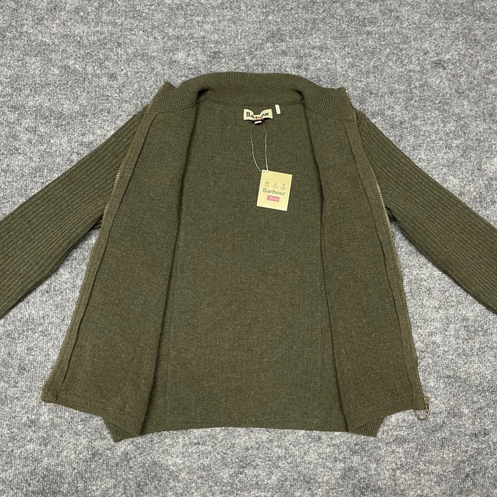 NEW Barbour Jacket Women Size 18 Olive Green Sporting Wool Knit Quilted Full Zip - Picture 6 of 13